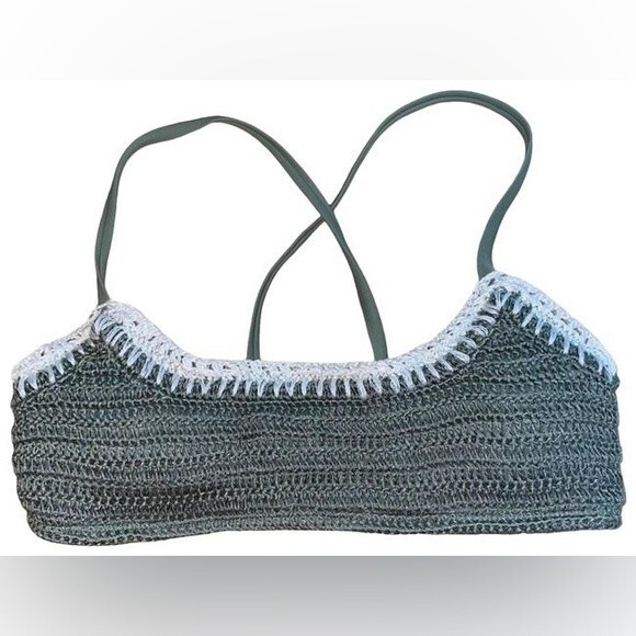 Xhilaration Green Sage Crotchet Swim Bikini Top - Picture 1 of 7